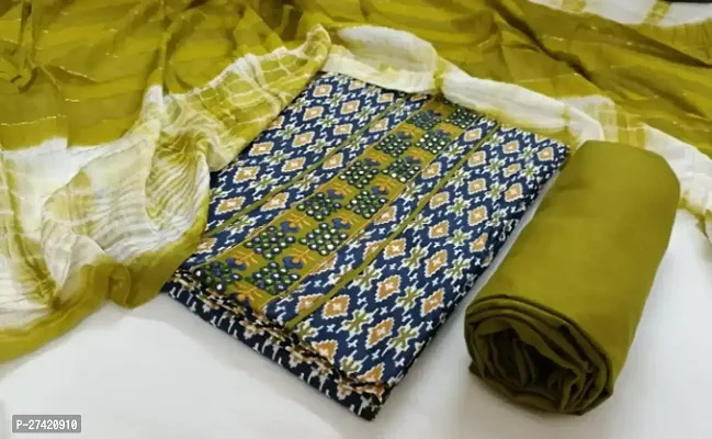 Elegant  Cotton Printed Dress Material with Dupatta For Women