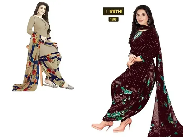 Beautiful American Crepe Dress Material with Dupatta Pack of 2