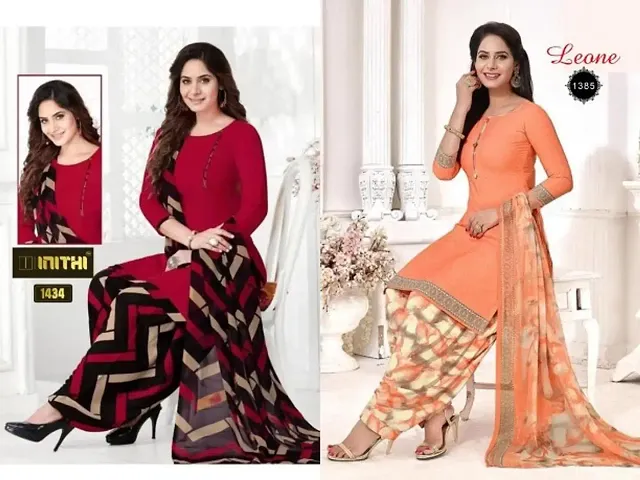 Beautiful American Crepe Dress Material with Dupatta Pack of 2