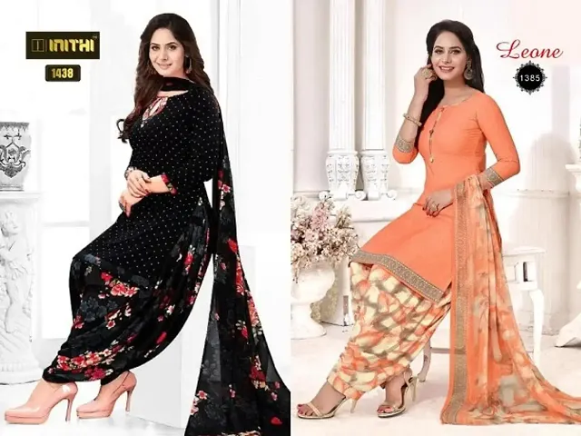 Beautiful American Crepe Dress Material with Dupatta Pack of 2