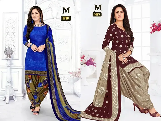 Beautiful Crepe Dress Material with Dupatta Pack of 2