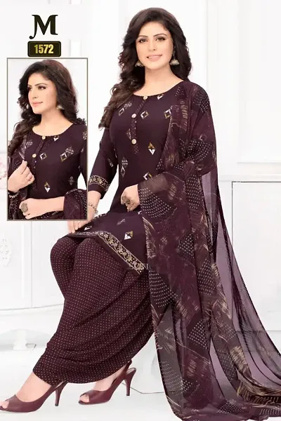 Ruhab's Women Crepe Suit Fabric | 1 Top 1 Bottom 1 Dupatta | Unstitched Dress Material Selection for Her | 29