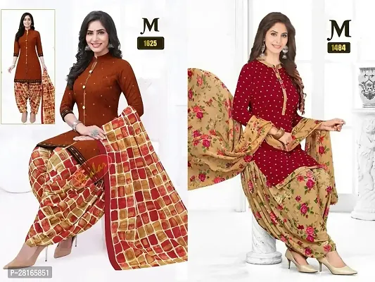 Designer Crepe Unstitched Dress Material Top With Bottom Wear And Dupatta Set For Women Pack Of 2-thumb0