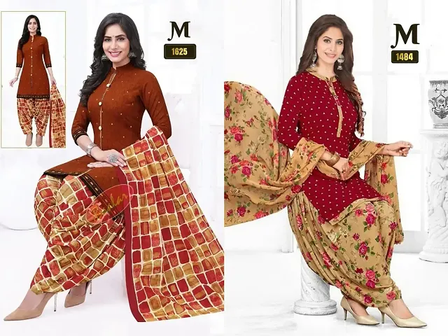 Beautiful Crepe Dress Material with Dupatta Pack Of 2