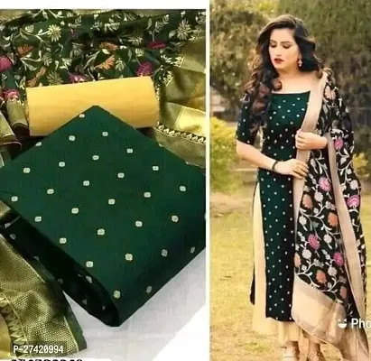 Elegant  Banarasi Silk Zari Dress Material with Dupatta For Women-thumb0