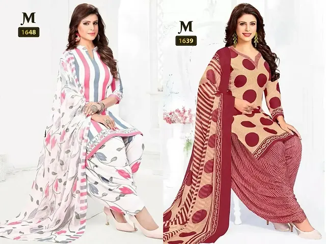 Beautiful Crepe Dress Material with Dupatta Pack Of 2