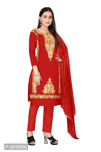 Designer Crepe Unstitched Dress Material Top With Bottom Wear And Dupatta Set For Women-thumb0