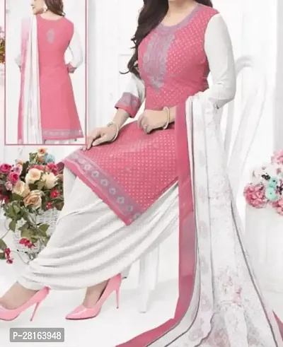 Designer Crepe Unstitched Dress Material Top With Bottom Wear And Dupatta Set For Women