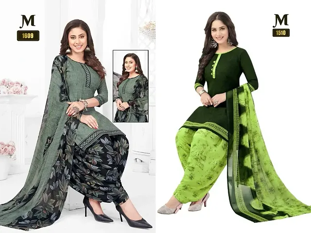 Beautiful Crepe Dress Material with Dupatta Pack Of 2