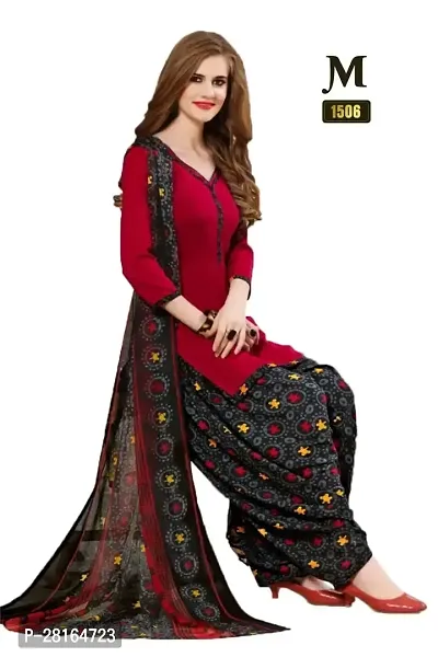 Designer Crepe Unstitched Dress Material Top With Bottom Wear And Dupatta Set For Women-thumb0