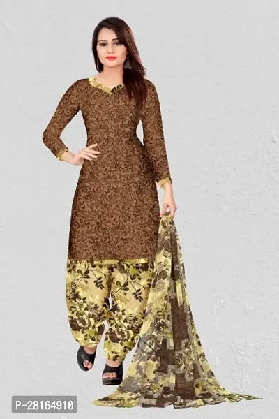 Designer Crepe Unstitched Dress Material Top With Bottom Wear And Dupatta Set For Women-thumb0