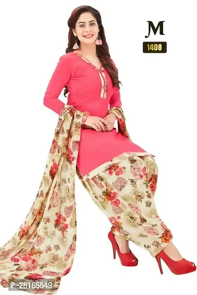 Designer Crepe Unstitched Dress Material Top With Bottom Wear And Dupatta Set For Women-thumb0