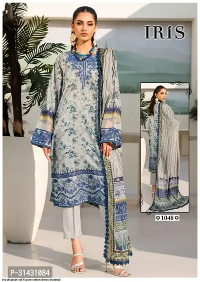 Elegant Cotton Printed Dress Material With Dupatta For Women