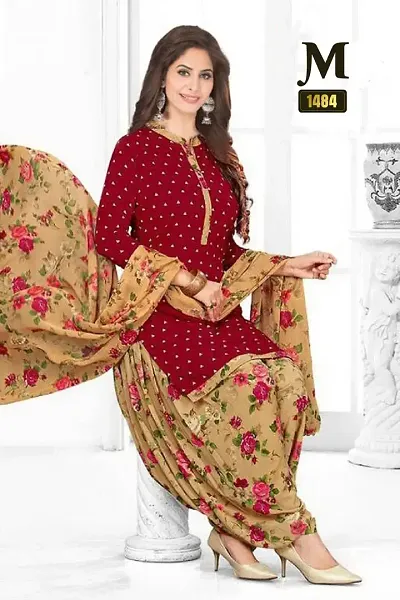 Elegant Crepe Dress Material with Dupatta For Women