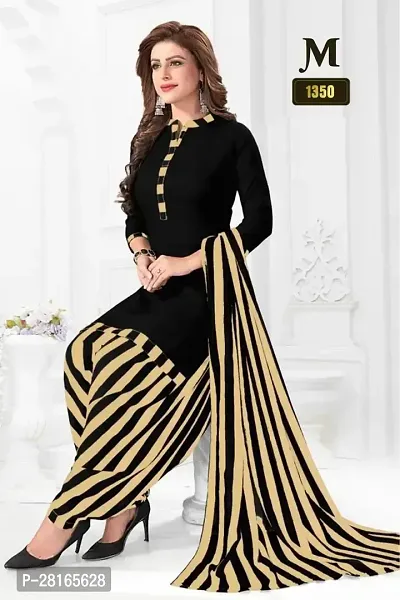 Designer Crepe Unstitched Dress Material Top With Bottom Wear And Dupatta Set For Women