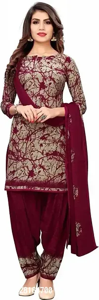 Designer Crepe Unstitched Dress Material Top With Bottom Wear And Dupatta Set For Women-thumb0