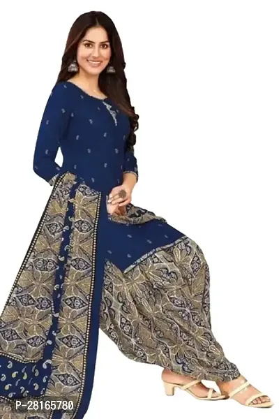 Designer Crepe Unstitched Dress Material Top With Bottom Wear And Dupatta Set For Women