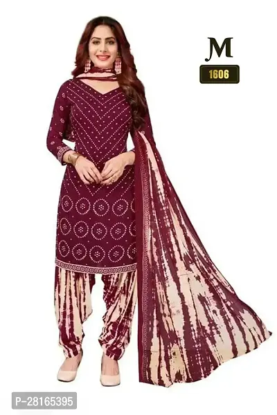 Designer Crepe Unstitched Dress Material Top With Bottom Wear And Dupatta Set For Women-thumb0