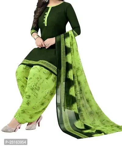 Designer Crepe Unstitched Dress Material Top With Bottom Wear And Dupatta Set For Women-thumb0