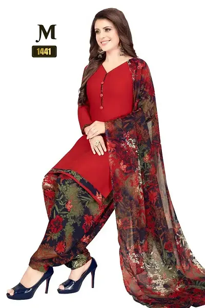 Elegant Crepe Dress Material with Dupatta For Women