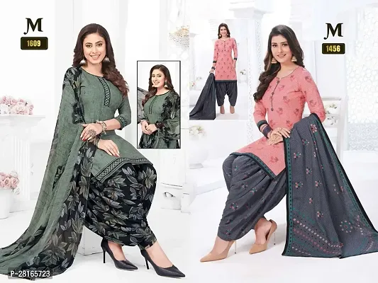 Designer Crepe Unstitched Dress Material Top With Bottom Wear And Dupatta Set For Women Pack Of 2