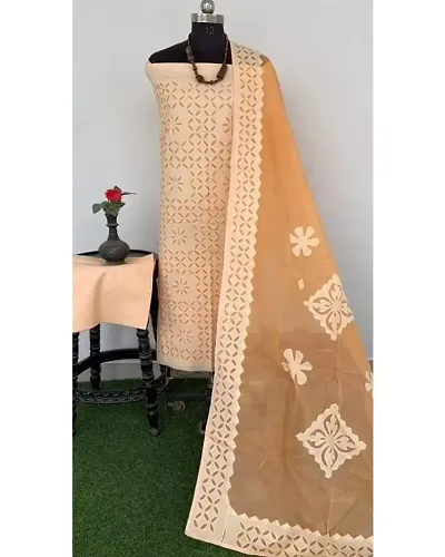 Elegant Applique Dress Material with Dupatta For Women