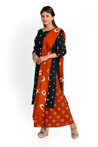 Bandhej/Bandhani Rayon Salwar Suit with Dupatta