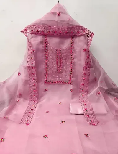 Stylish Organza Embroidery Unstitched Suits