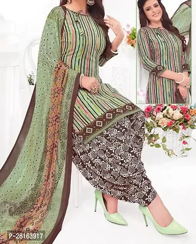 Designer Crepe Unstitched Dress Material Top With Bottom Wear And Dupatta Set For Women