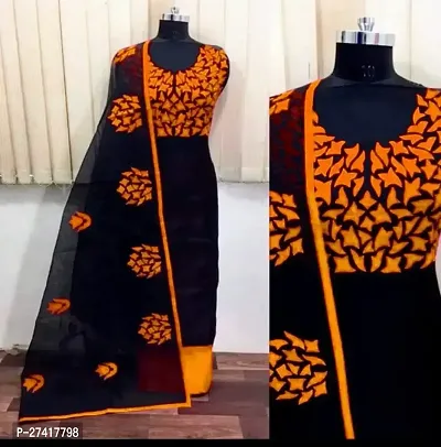 Elegant  Chanderi Silk Printed Dress Material with Dupatta For Women