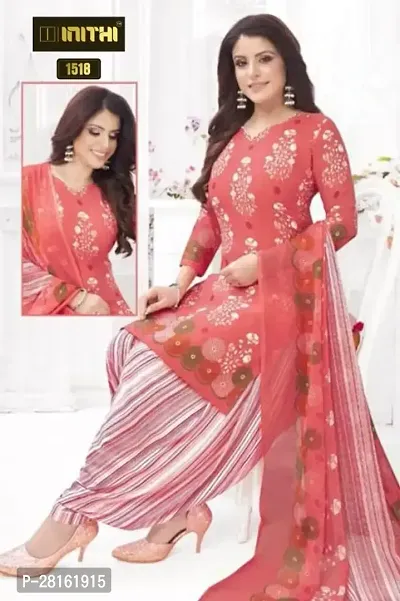 Designer American Crepe Unstitched Dress Material Top With Bottom Wear And Dupatta Set For Women