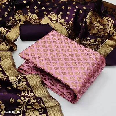 Elegant Pink Banarasi Silk  Dress Material with Dupatta For Women-thumb0