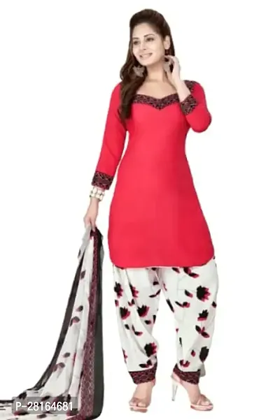 Designer Crepe Unstitched Dress Material Top With Bottom Wear And Dupatta Set For Women-thumb0