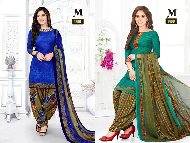 Beautiful Crepe Dress Material with Dupatta Pack of 2