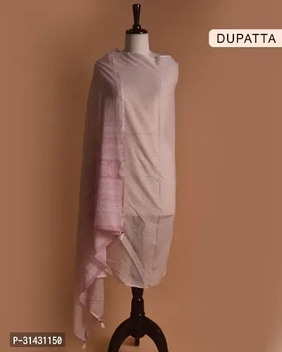 Elegant Pink Cotton Embroidered Dress Material with Dupatta For Women