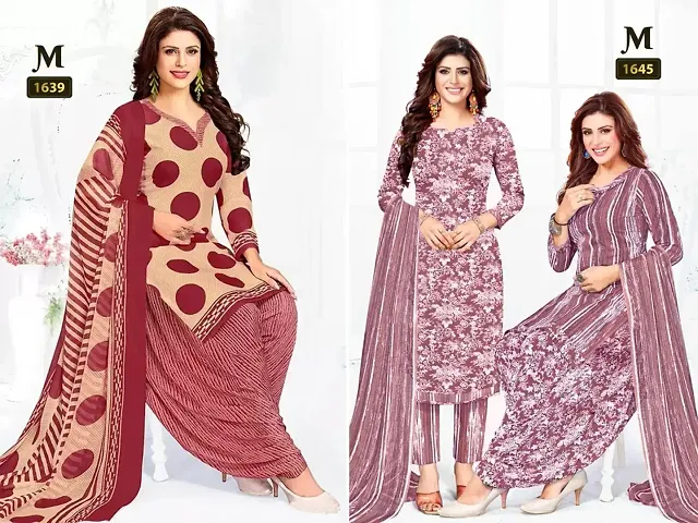 Beautiful Crepe Dress Material with Dupatta Pack Of 2