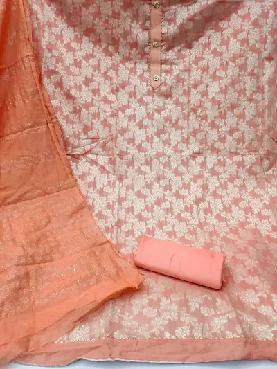 Chanderi Silk Dress Material with Dupatta For Women