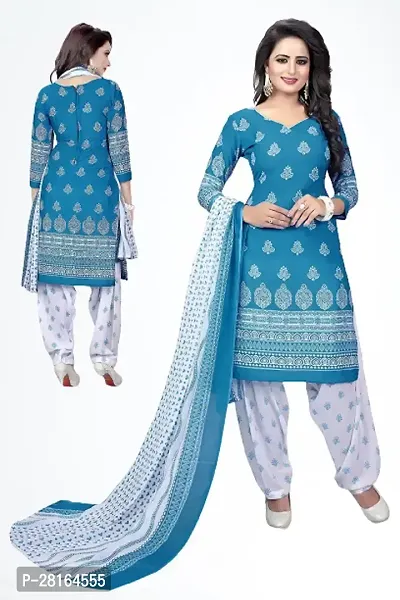 Designer Crepe Unstitched Dress Material Top With Bottom Wear And Dupatta Set For Women