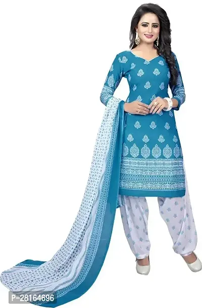 Designer Crepe Unstitched Dress Material Top With Bottom Wear And Dupatta Set For Women