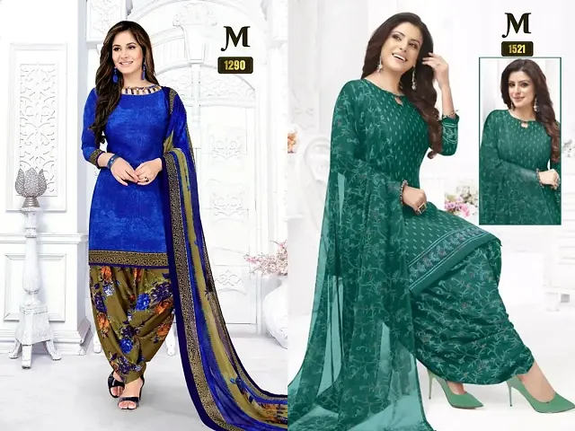 Beautiful Crepe Dress Material with Dupatta Pack of 2