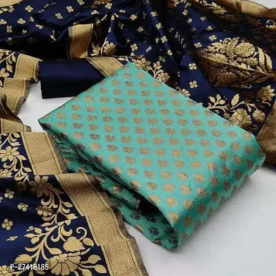 Elegant  Banarasi Silk Printed Dress Material with Dupatta For Women