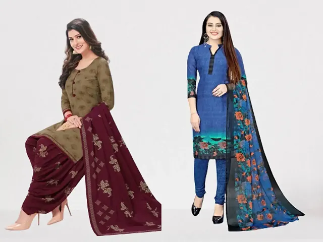 Beautiful American Crepe Dress Material with Dupatta Pack of 2