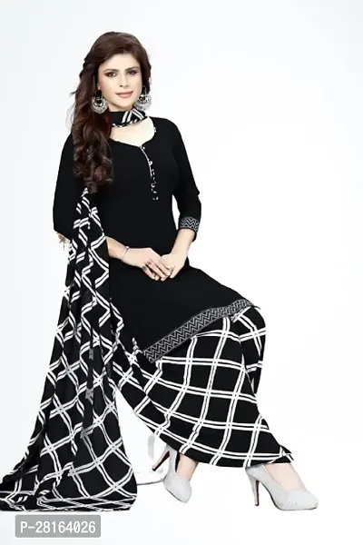Designer Crepe Unstitched Dress Material Top With Bottom Wear And Dupatta Set For Women