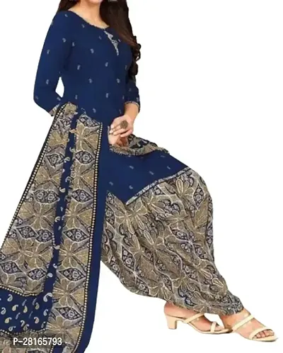 Designer Crepe Unstitched Dress Material Top With Bottom Wear And Dupatta Set For Women-thumb0