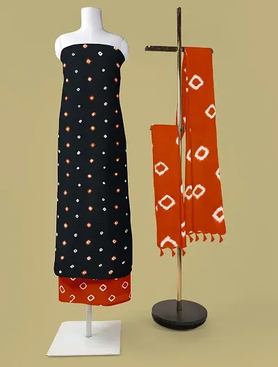 Bandhej/Bandhani Rayon Salwar Suit with Dupatta