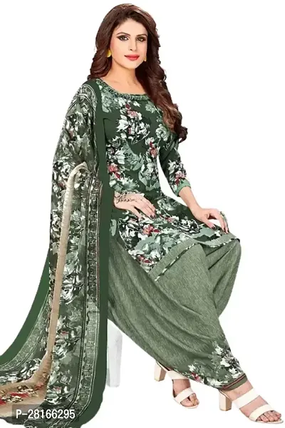 Designer Crepe Unstitched Dress Material Top With Bottom Wear And Dupatta Set For Women