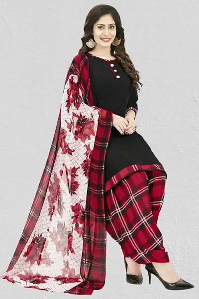 Trendy Womens Daily Wear Crepe Printed Dress Material with Dupatta