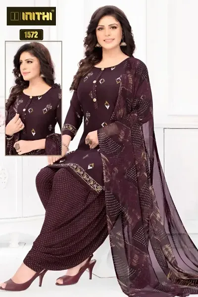 Ruhab's Women Crepe Suit Fabric | 1 Top 1 Bottom 1 Dupatta | Unstitched Dress Material Selection for Her | 29