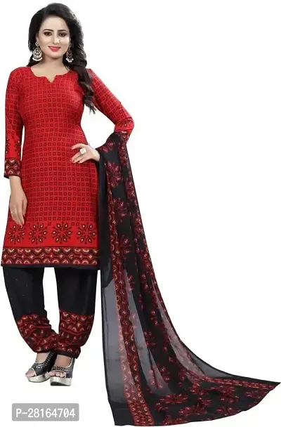 Designer Crepe Unstitched Dress Material Top With Bottom Wear And Dupatta Set For Women