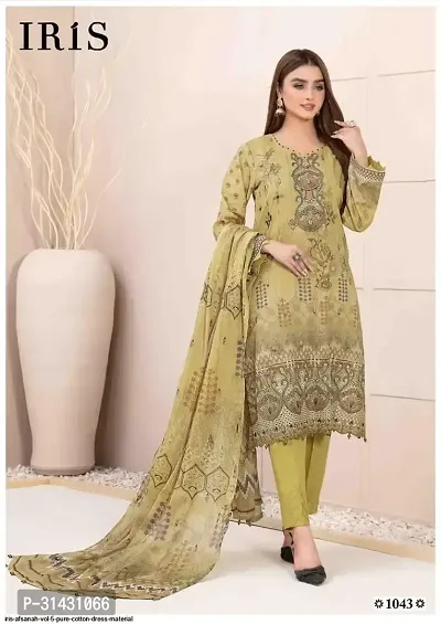 Elegant Cotton Printed Dress Material With Dupatta For Women-thumb0